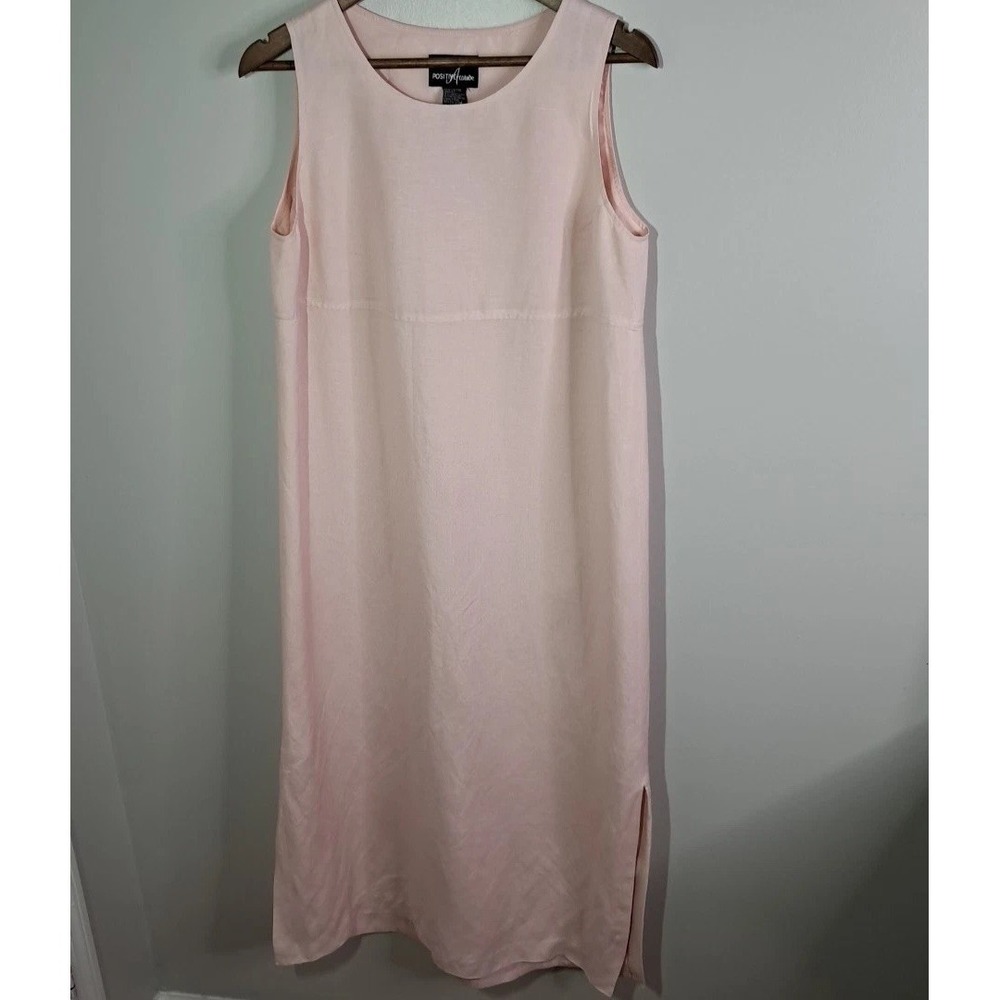 Positive Attitude Linen Blend Sleeveless Shift‎ Maxi Dress Pink Size 12 Vintage
